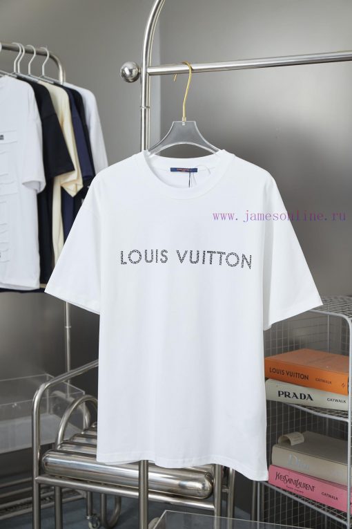 LV Louis Vuitton 25SS Early Spring New Collection Lv Letter Hot Diamond Short SleeveLight Luxur 3kzik615
