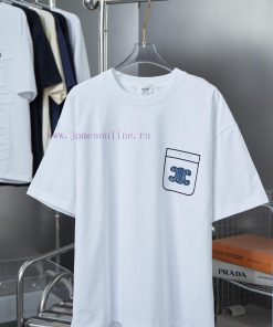 Celine 25SS Early Spring New Denim Letter Printed Short SleeveLight Luxury Fashion Is A Must-ha 3knzwy6h