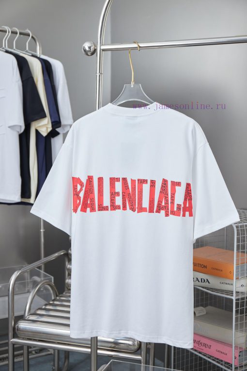 Balenciaga 25SS Early Spring New Red Pattern Paper Printed Short SleeveLight Luxury Fashion Is q3aoyjqb - Image 3