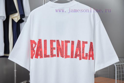 Balenciaga 25SS Early Spring New Red Pattern Paper Printed Short SleeveLight Luxury Fashion Is q3aoyjqb - Image 7