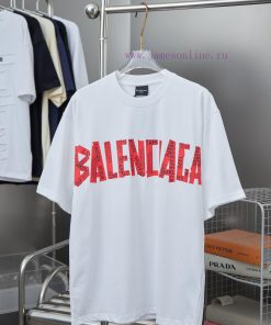 Balenciaga 25SS Early Spring New Red Pattern Paper Printed Short SleeveLight Luxury Fashion Is fvxqsroj