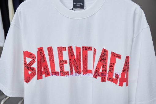 Balenciaga 25SS Early Spring New Red Pattern Paper Printed Short SleeveLight Luxury Fashion Is fvxqsroj - Image 6