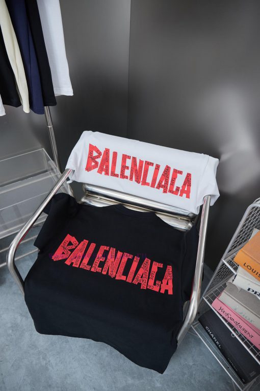 Balenciaga 25SS Early Spring New Red Pattern Paper Printed Short SleeveLight Luxury Fashion Is mq56i4cn - Image 9