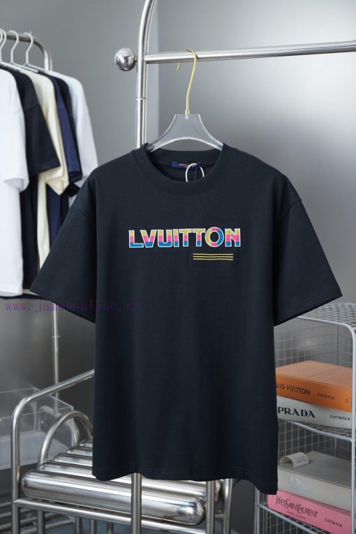 Louis LV 25ss Early Spring New Short Sleeve Gradient Embroidery Ink Painting Printed Short Slee 9pbfy1a5