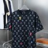 Louis LV 25ss Early Spring New Short Sleeved Full Bottom Printed Foam Letter Short Sleeved Shir pk3d3uxq