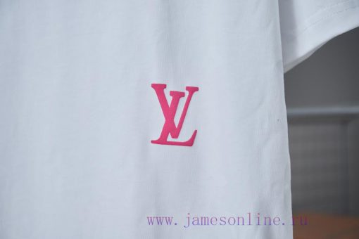 Louis LV 25ss Early Spring New Short Sleeved Full Bottom Printed Foam Letter Short Sleeved Shir zct9chor - Image 6