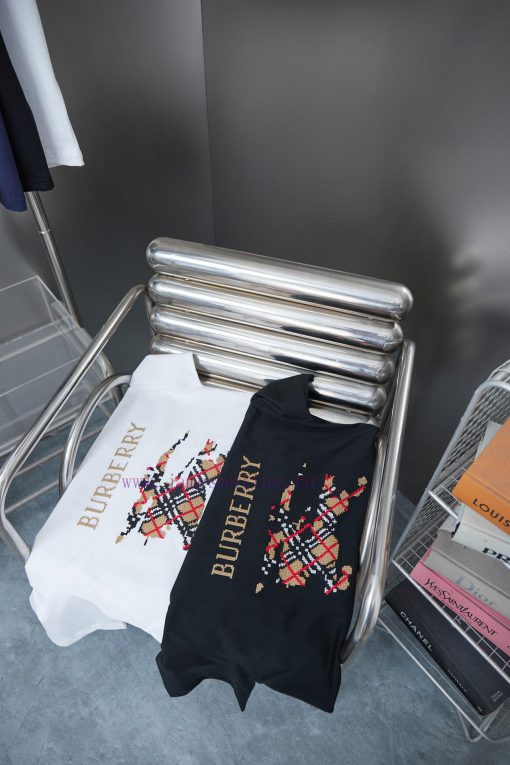 Burberry Home 2025ss New T-shirt Cross Embroidered Equestrian Short SleeveLight Luxury Fashion 2vj30slg - Image 10