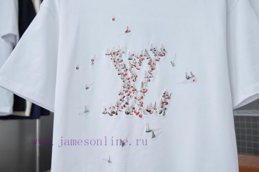 LV Louis Vuitton 25SS Early Spring New Color Embroidered Sailboat Lv Letter Short Sleeved Shirt 5tn251qj - Image 5