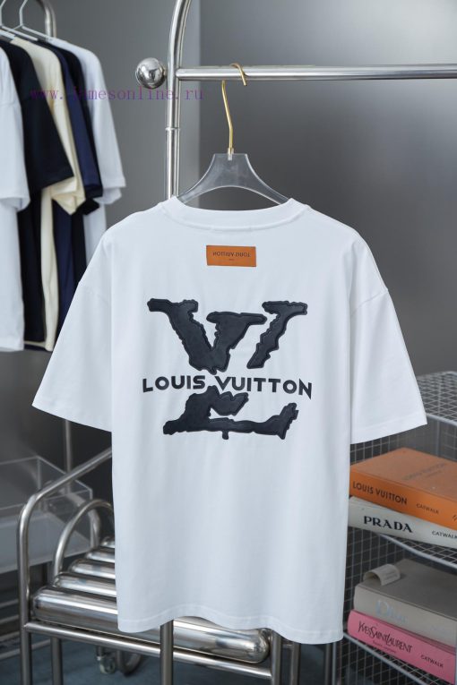 LV Louis Vuitton 25SS Early Spring New Three-dimensional Sponge Foam Lv Letter Short Sleeved Sh txhmereu - Image 3