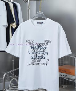 LV Louis Vuitton 25SS Early Spring New Collection Lv Letter Printed Hot Diamond Short SleeveLig scapfoq1