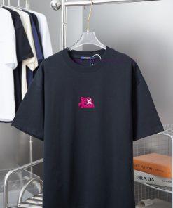 LV Louis Vuitton 25SS Early Spring New Three-dimensional Silicone Flocking Lv Letter Short Slee 13c9douh