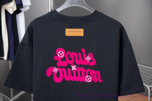 LV Louis Vuitton 25SS Early Spring New Three-dimensional Silicone Flocking Lv Letter Short Slee 13c9douh - Image 7