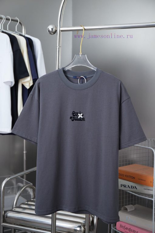 LV Louis Vuitton 25SS Early Spring New Three-dimensional Silicone Flocking Lv Letter Short Slee ep9hpbk3