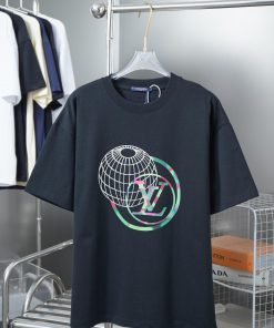 LV Louis Vuitton 25SS Early Spring New Earth Hot Diamond Lv Letter Printed Short SleeveLight Lu a1mv60b8