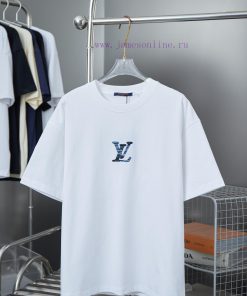 LV Louis Vuitton 25SS Early Spring New Denim Patch Lv Letter Hot Diamond Short SleeveLight Luxu 4a23zngq