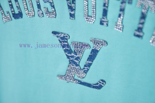 LV Louis Vuitton 25SS Early Spring New Denim Patch Lv Letter Hot Diamond Short SleeveLight Luxu c6su4it8 - Image 8