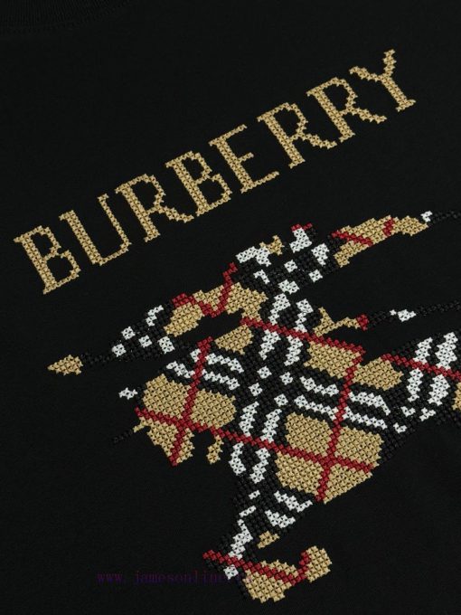 Burberry Round Neck Short Sleeved T-shirtThe Brand Logo Is Created Using The Cross Stitch Embro yo17o2rh - Image 7