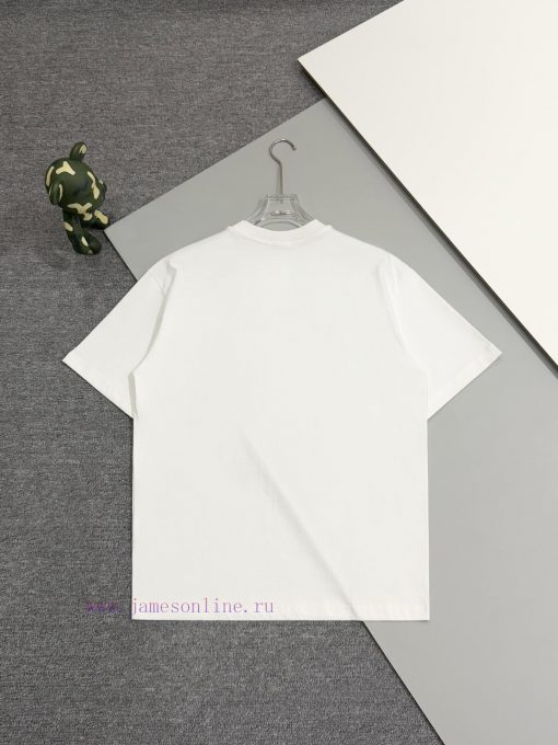 Burberry Round Neck Short Sleeved T-shirtThe Brand Logo Is Created Using The Cross Stitch Embro a8c7z7c6 - Image 3