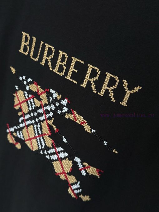 Burberry Round Neck Short Sleeved T-shirtThe Brand Logo Is Created Using The Cross Stitch Embro 6bz12n70 - Image 7