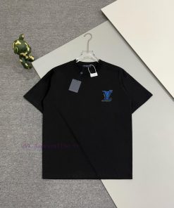 [High Quality] Louis Vuitton 25ss Spring/Summer Collection Embroidered Logo On Chest Blue And W qojdclf0