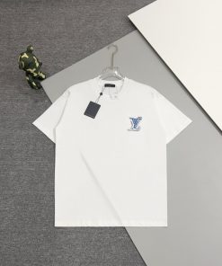[High Quality] Louis Vuitton 25ss Spring/Summer Collection Embroidered Logo On Chest Blue And W 97dlabi3