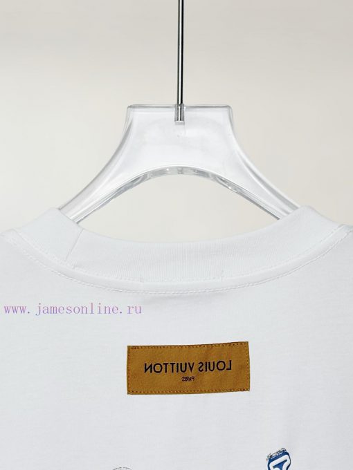 [High Quality] Louis Vuitton 25ss Spring/Summer Collection Embroidered Logo On Chest Blue And W c1pev5da - Image 8