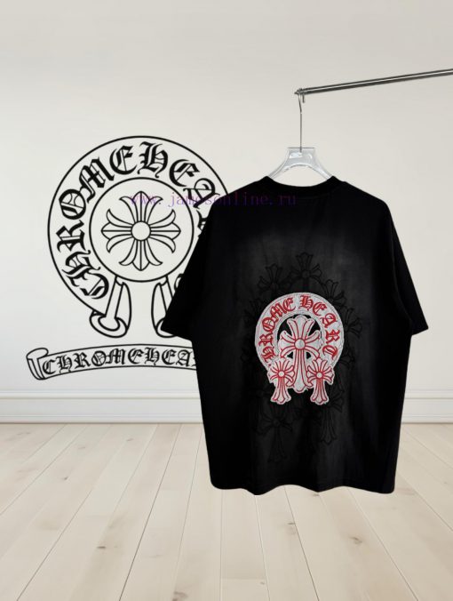[] 𝗖𝗵𝗿𝗼𝗺𝗲𝗛𝗲𝗮𝗿𝘁𝘀 Croheart SS25 Cross Embroidered Original Sheet American Pickled Old Laser Burnt evabye56 - Image 3