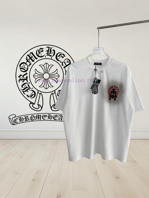 [] 𝗖𝗵𝗿𝗼𝗺𝗲𝗛𝗲𝗮𝗿𝘁𝘀 Croheart SS25 Cross Embroidered Original Sheet American Pickled Old Laser Burnt buj4gt4i