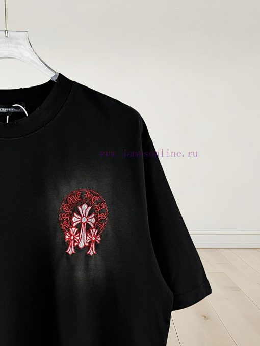 [] 𝗖𝗵𝗿𝗼𝗺𝗲𝗛𝗲𝗮𝗿𝘁𝘀 Croheart SS25 Cross Embroidered Original Sheet American Pickled Old Laser Burnt evabye56 - Image 5