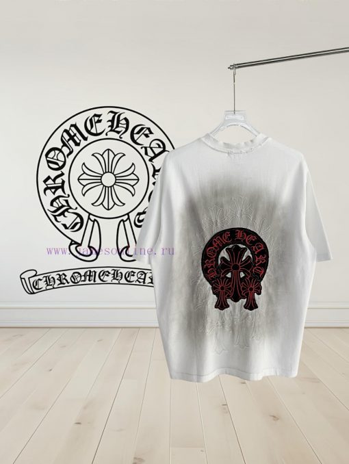 [] 𝗖𝗵𝗿𝗼𝗺𝗲𝗛𝗲𝗮𝗿𝘁𝘀 Croheart SS25 Cross Embroidered Original Sheet American Pickled Old Laser Burnt buj4gt4i - Image 3