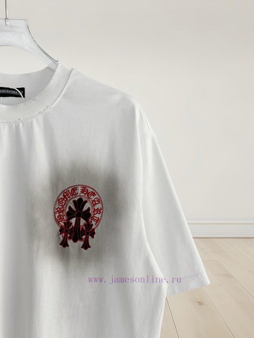 [] 𝗖𝗵𝗿𝗼𝗺𝗲𝗛𝗲𝗮𝗿𝘁𝘀 Croheart SS25 Cross Embroidered Original Sheet American Pickled Old Laser Burnt buj4gt4i - Image 5