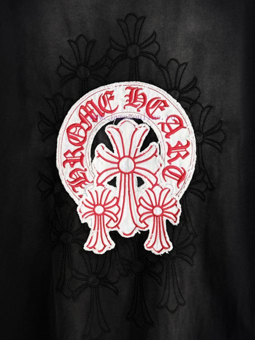 [] 𝗖𝗵𝗿𝗼𝗺𝗲𝗛𝗲𝗮𝗿𝘁𝘀 Croheart SS25 Cross Embroidered Original Sheet American Pickled Old Laser Burnt evabye56 - Image 9