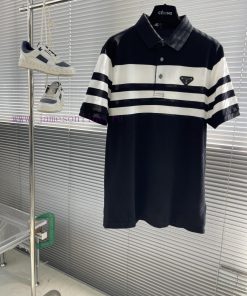 -PRAD 2025 Spring/Summer New Triangle Logo Letter Collar PoloPure Cotton Bead Cotton Fabric Cla mjj5jwl2