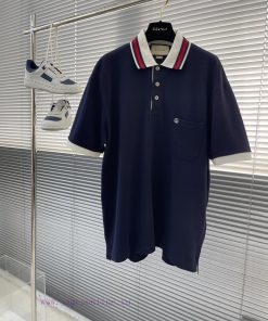-GUCC 2025SS Casual Lapel Polo Shirt50 Pieces Of Double Combed Silk Cotton Small Honeycomb Verm 5od5w03h