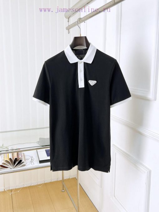 Prada 25ss New High-quality Short Sleeved Polo Shirt With A CollarCorrect Top-level Replication bepbr773