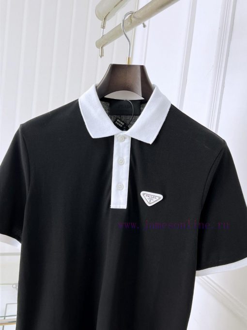 Prada 25ss New High-quality Short Sleeved Polo Shirt With A CollarCorrect Top-level Replication bepbr773 - Image 4