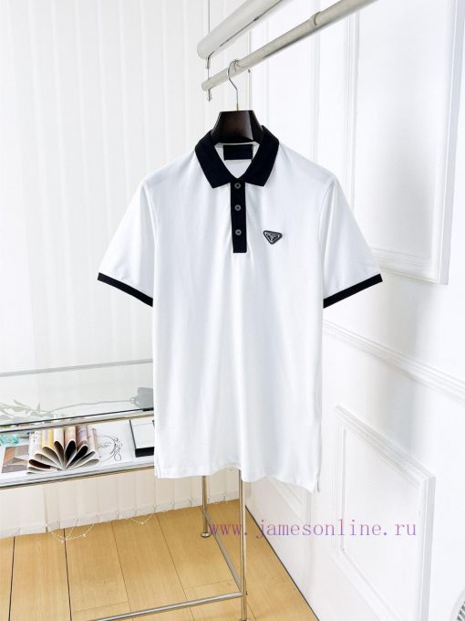 Prada 25ss New High-quality Short Sleeved Polo Shirt With A CollarCorrect Top-level Replication sngldpq1