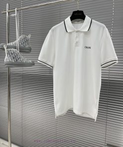 -Celin 25ss Spring/Summer New Collection Classic Collar Letter Embroidered Polo ShirtOfficial W cfmsix73