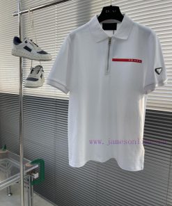 -PRAD 2025SS Spring/Summer New ProductsFashionable Collar T-shirt Made Of Imported Pearl Cotton k0gzlvpq