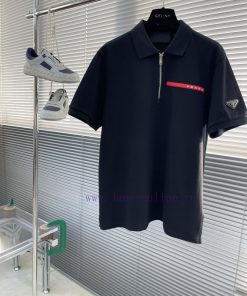 -PRAD 2025SS Spring/Summer New ProductsFashionable Collar T-shirt Made Of Imported Pearl Cotton lv7sf31u
