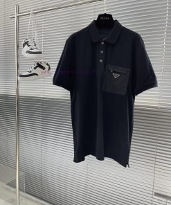 -PRAD 25ss Spring/summer Business Casual Nylon Patchwork Polo Shirt Classic Must-have Item For z9nbr13t
