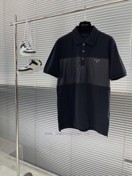 -PRAD 25SS Spring/Summer Polo New CollectionSplicing Contrasting Woven Fabric Design Paired Wit vs06v47y - Image 2