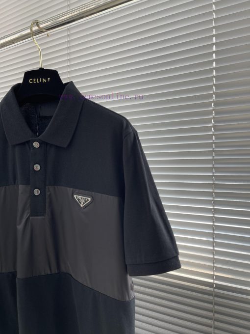 -PRAD 25SS Spring/Summer Polo New CollectionSplicing Contrasting Woven Fabric Design Paired Wit vs06v47y - Image 8