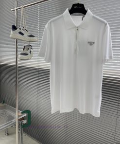 -PRAD 25SS New Classic Triangle Logo Half Zipper Polo ShirtDeveloped In The Original Version 11 3wzau9oc