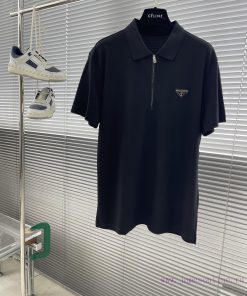 -PRAD 25SS New Classic Triangle Logo Half Zipper Polo ShirtDeveloped In The Original Version 11 k8rmlzh4