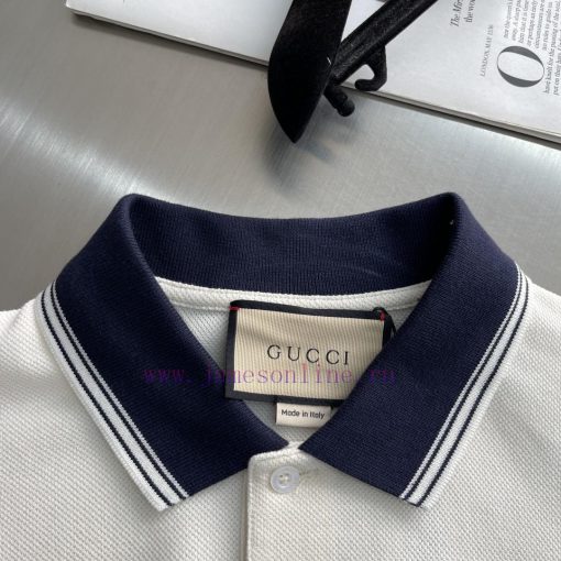 -GUCC 2025 New Interlocking Zhangzai Polo Shirt Short Sleeve Original 11 Development High Densi zip4ocj5 - Image 4