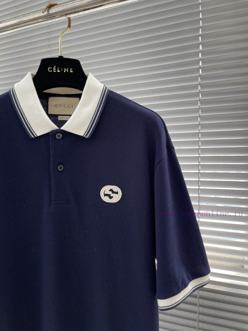 -GUCC 2025 New Interlocking Zhangzai Polo Shirt Short Sleeve Original 11 Development High Densi 14c9qywr - Image 3