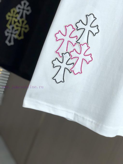 CH Kroxin 25FW Spring/Summer New Round Neck T-shirt With Patchwork Chain Embroidered Using Heav pydhx75o - Image 4
