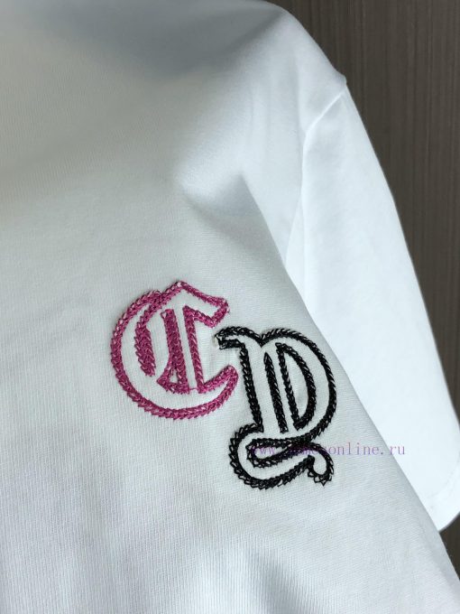 CH Kroxin 25FW Spring/Summer New Round Neck T-shirt With Patchwork Chain Embroidered Using Heav pydhx75o - Image 7