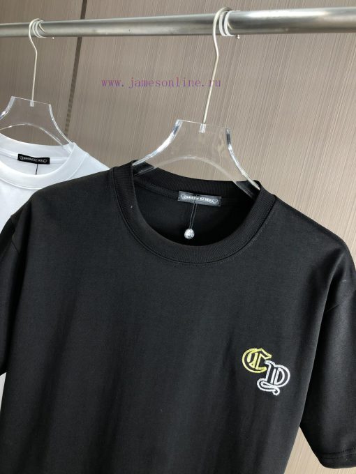 CH Kroxin 25FW Spring/Summer New Round Neck T-shirt With Patchwork Chain Embroidered Using Heav h3d8zt03 - Image 3